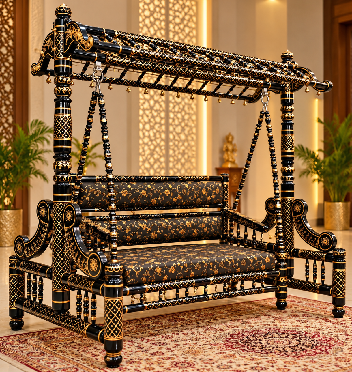 Royal Black and Gold Sankheda Jhula